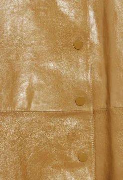 Cheap Ochre Yellow Long Leather Jacket Women Jackets And Coats