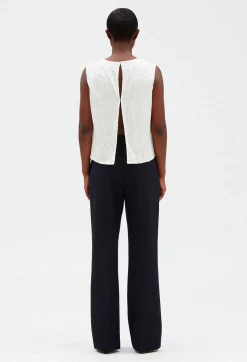 Flash Sale Off-White Sequinned Sleeveless Top Women Tops And Shirts