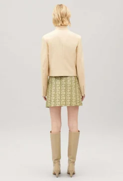 Sale Pale Beige Biker Jacket Women Blazers