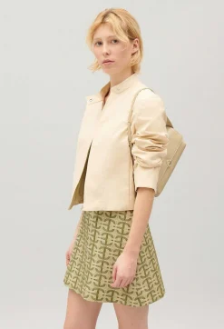 Sale Pale Beige Biker Jacket Women Blazers