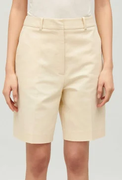 Flash Sale Pale Beige Cotton Bermuda Shorts Women Skirts And Shorts