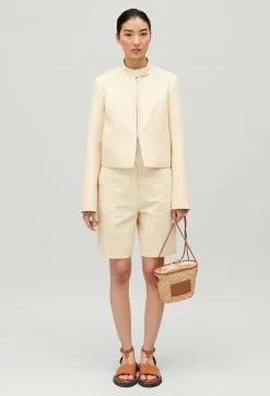 Flash Sale Pale Beige Cotton Bermuda Shorts Women Skirts And Shorts
