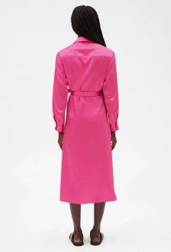Cheap Pink Mid-Length Wrap Dress Women Dresses