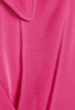 Cheap Pink Mid-Length Wrap Dress Women Dresses