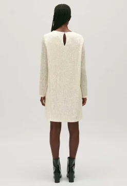 Store Rififi Short Ecru Dress With Sequins Women Dresses
