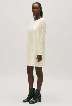 Store Rififi Short Ecru Dress With Sequins Women Dresses