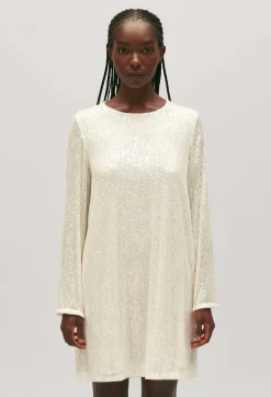 Store Rififi Short Ecru Dress With Sequins Women Dresses