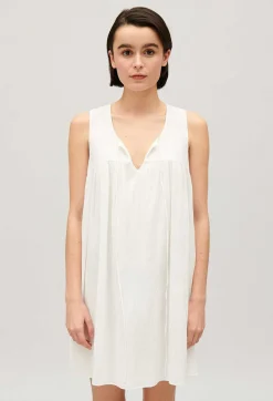 Store Ruched Short Cream Dress Women Dresses