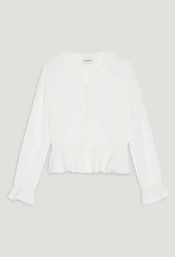 Discount Ruffled Cream Basque Shirt Women Tops And Shirts