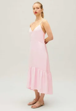 Cheap Satin Midi Dress Women Dresses