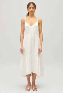 Fashion Satin Midi Dress Women Dresses