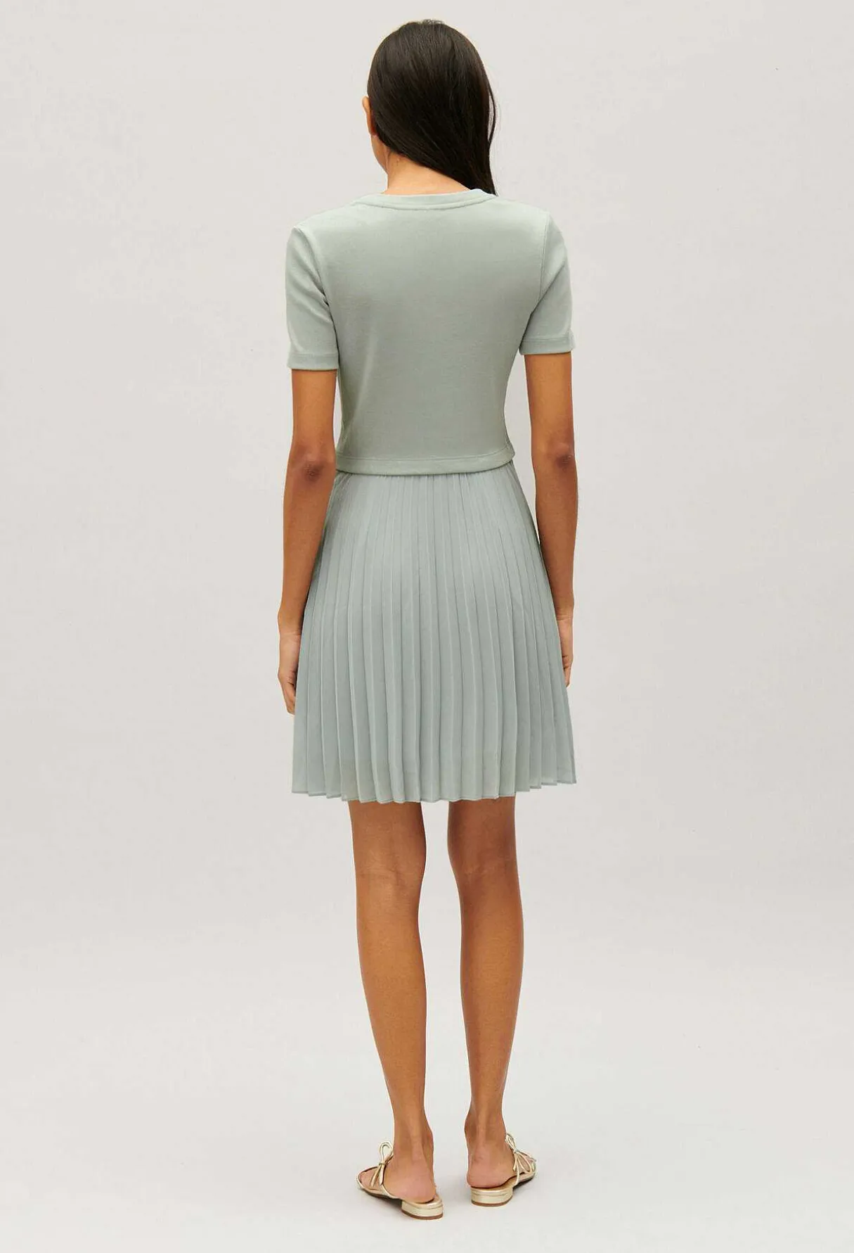 Cheap Short Almond Pleated Twist Dress Women Dresses