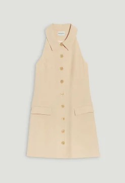 Sale Short Beige Button Dress Women Dresses