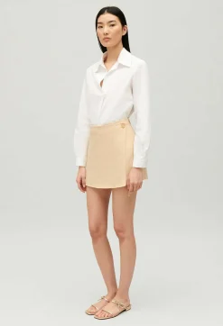New Short Beige Wrap Skirt Women Skirts And Shorts