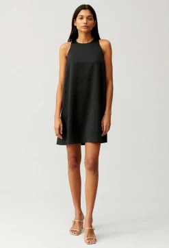 Flash Sale Short Black Button-Up Dress Women Dresses