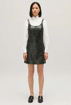 Sale Short Black Leather Tunic Dress Women Dresses
