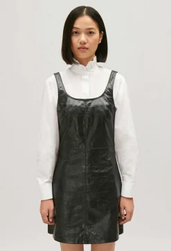 Sale Short Black Leather Tunic Dress Women Dresses