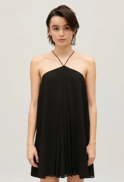 Shop Short Black Pleated Dress Women Dresses