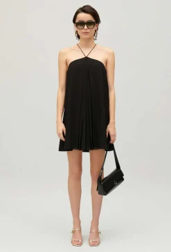 Shop Short Black Pleated Dress Women Dresses
