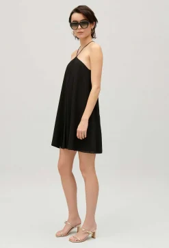 Shop Short Black Pleated Dress Women Dresses