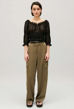 Cheap Short Black Ruffled Blouse Women Tops And Shirts