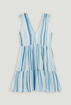 Discount Short Blue Striped Dress Women Dresses