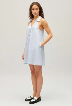 New Short Button-Up Babydoll Dress Women Dresses