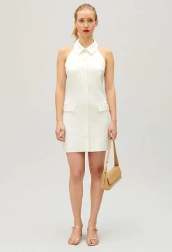Store Short Ecru Satin Dress Women Dresses