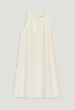Online Short Ecru Sequinned Dress Women Dresses