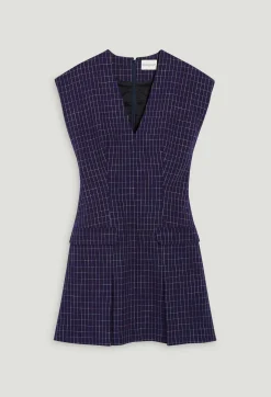 Flash Sale Short Indigo Checked Dress Women Dresses