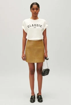 Online Short Ochre Yellow Leather Skirt Women Skirts And Shorts