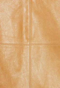 Online Short Ochre Yellow Leather Skirt Women Skirts And Shorts