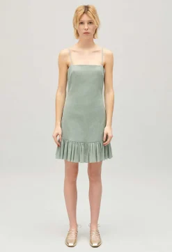 Clearance Short Ruffled Almond Dress Women Dresses