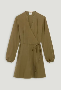 Cheap Short Wrap Dress With Mandarin Collar Women Dresses