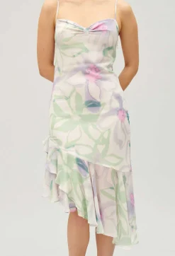 Discount Silk Printed Midi Dress Women Dresses