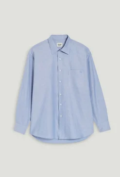 Outlet Sky Blue Cotton Shirt Women Tops And Shirts