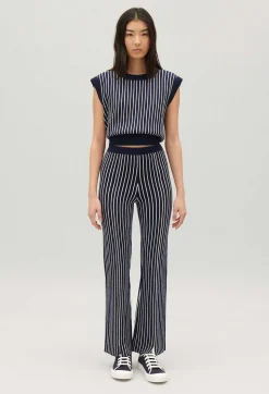 Shop Sleeveless Stripy Knit Jumper Women Sweaters And Cardigans