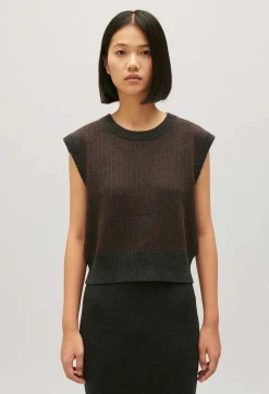 Best Sleeveless Stripy Knit Jumper Women Sweaters And Cardigans