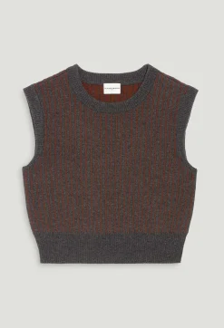 Best Sleeveless Stripy Knit Jumper Women Sweaters And Cardigans
