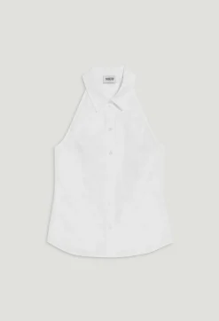 Cheap Sleeveless White Shirt Women Tops And Shirts