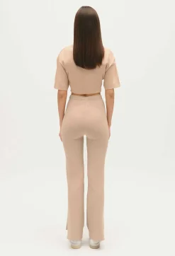 Outlet Straight Cut Trousers Slits Women Jeans And Trousers