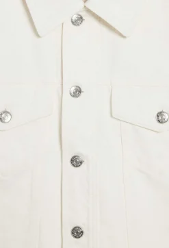Discount Straight-Leg Cream Denim Jacket Women Jackets And Coats