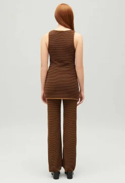 Hot Striped Brown Vest Top Women Tops And Shirts