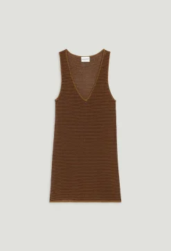 Hot Striped Brown Vest Top Women Tops And Shirts