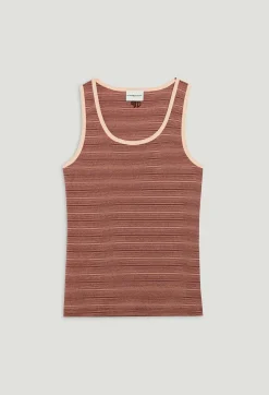 Flash Sale Striped Brown Vest Top Women T-Shirts