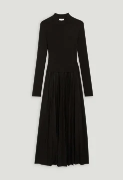 Cheap Twist Black Pleated Knitted Dress Women Dresses