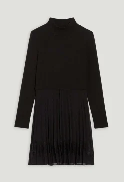 Outlet Twist Short Black Pleated Dress Women Dresses