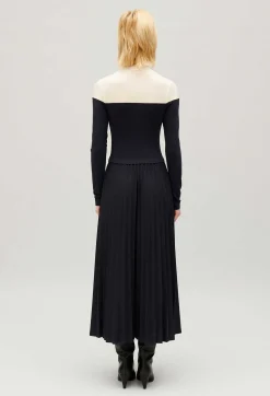 Flash Sale Twist Three-Tone Pleated Maxi Dress Women Dresses