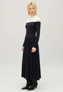 Flash Sale Twist Three-Tone Pleated Maxi Dress Women Dresses