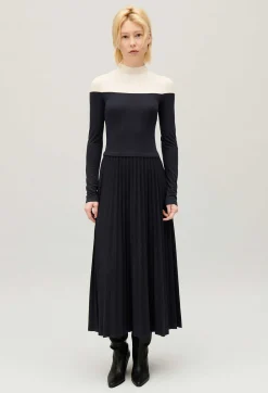Flash Sale Twist Three-Tone Pleated Maxi Dress Women Dresses